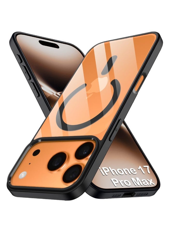 iPhone 17 Pro Max Case Compatible with Mag-Safe, Clear Hard PC Anti-Yellowing Back with Shock-Absorbing Silicone Frame – Black - Image 1