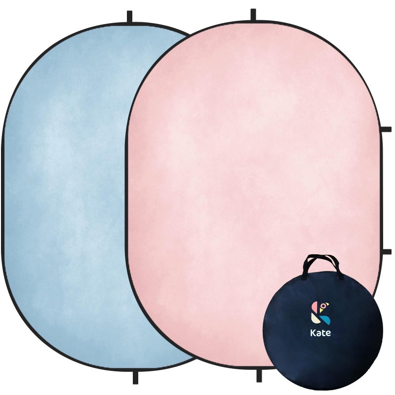 Kate 5x6.5ft(1.5x2m) Collapsible Backdrop Pink Blue Texture Pop up Backgrounds Collapsible Photography Photoshoot Prop - Image 1