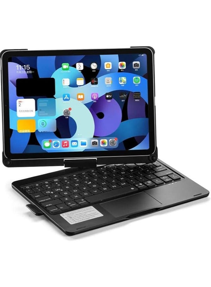 erorex iPad Keyboard Case Folio Combo for iPad 10.9 10th Gen 2022 with Rotatable Backlit Keyboard Trackpad Smart Connector English & Arabic with Screen Protector in Elegant Black. - Image 1