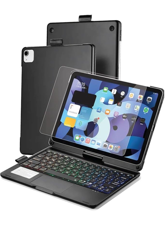 erorex iPad Keyboard Case Folio Combo for iPad 10.9 10th Gen 2022 with Rotatable Backlit Keyboard Trackpad Smart Connector English & Arabic with Screen Protector in Elegant Black. - Image 4