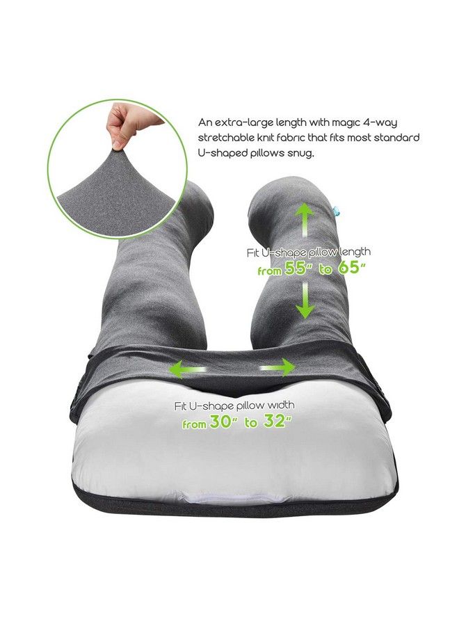 COSMOPLUS Pregnancy Pillow Cover U Shaped Full Body Pillow Case Cover For Maternitystretchy Cool Breathable Jersey Fabric Provides Sleep And Pregnancy Supportheather Grey - Image 4