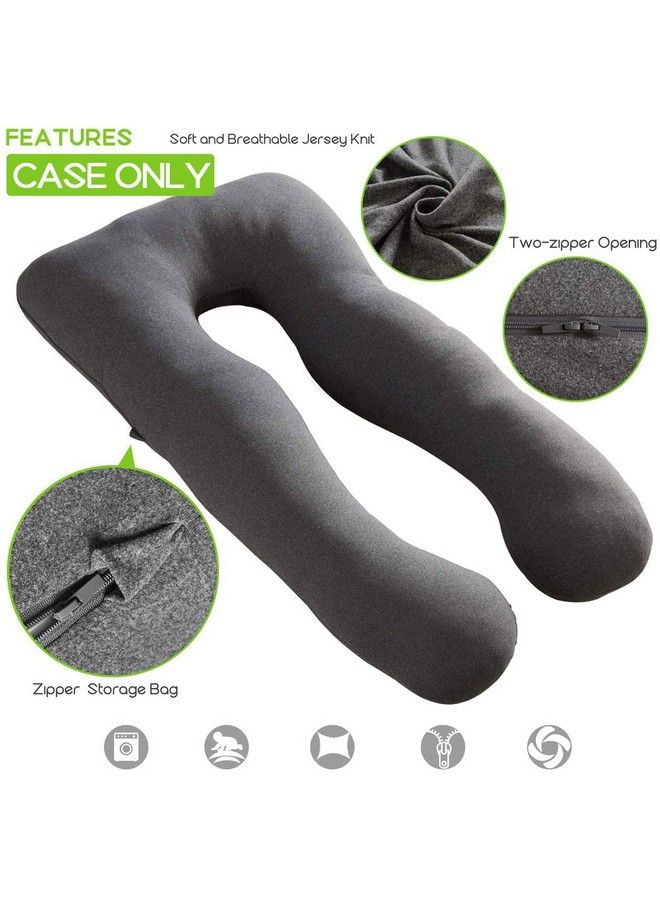 COSMOPLUS Pregnancy Pillow Cover U Shaped Full Body Pillow Case Cover For Maternitystretchy Cool Breathable Jersey Fabric Provides Sleep And Pregnancy Supportheather Grey - Image 3