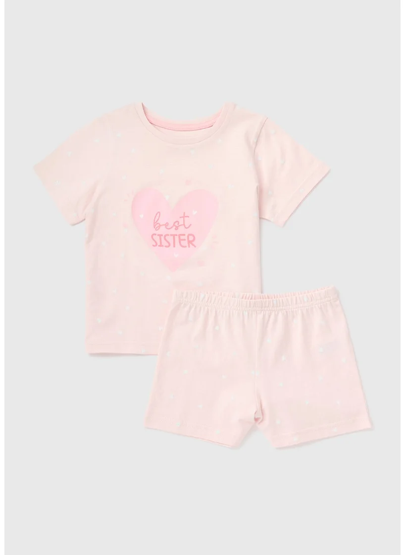 Matalan Girls Pink Best Sister Pyjama Set