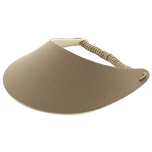 Mega Cap MG Women's Cotton Solid String Sun Visor Hat Khaki - Image 1