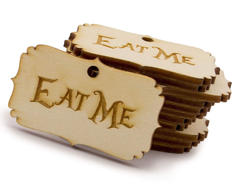 SummerRay 50pcs Alice in The Wonderland Wooden Party Favor Tags Eat Me
