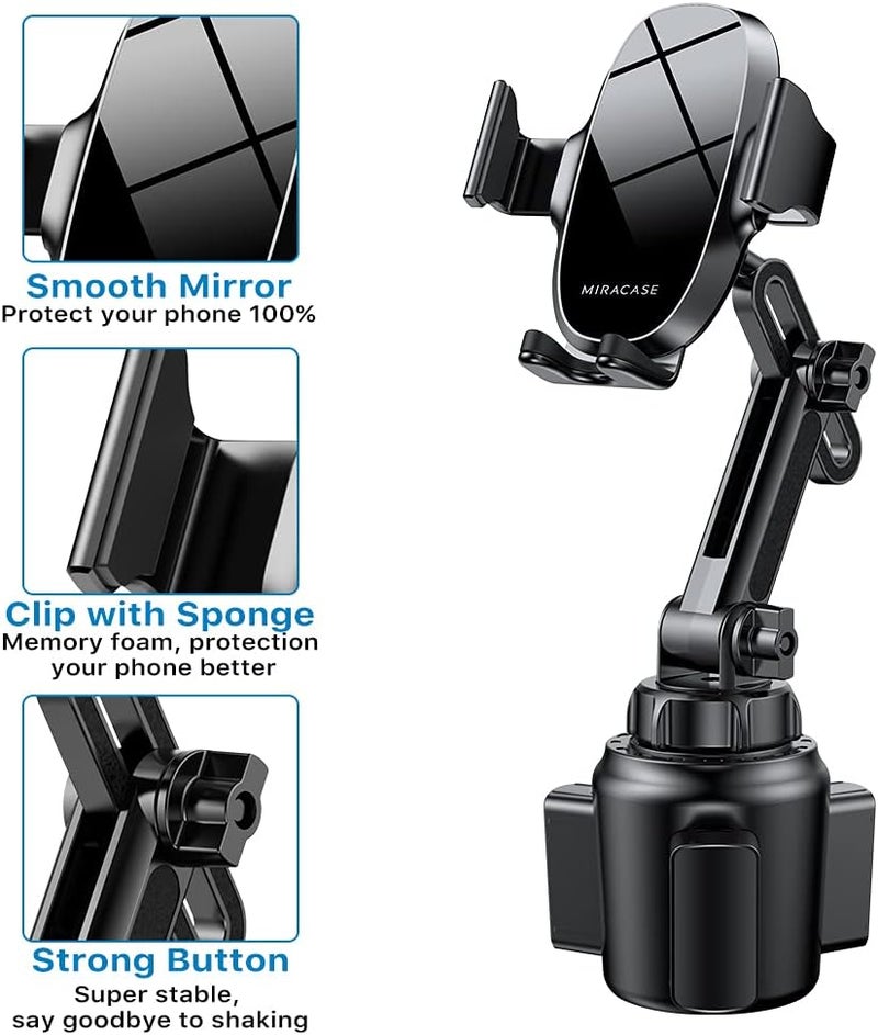 Miracase [Upgraded Version Cup Phone Holder for Car, Universal Adjustable Long Neck Car Phone Mount Cradle Friendly Compatible with iPhone Samsung Google and All 4.0-7.0 inches Smartphones - Image 5