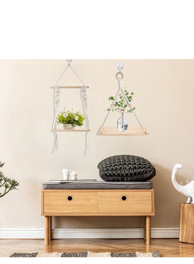 انتيكيانو "رف حائطي خشبي" مكرمية - Image 4