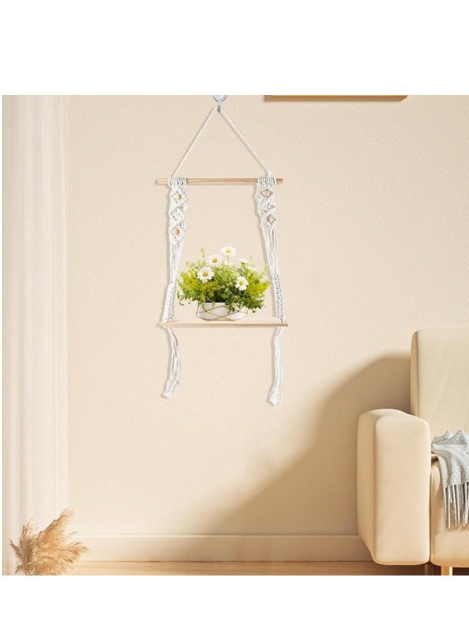 انتيكيانو "رف حائطي خشبي" مكرمية - Image 2