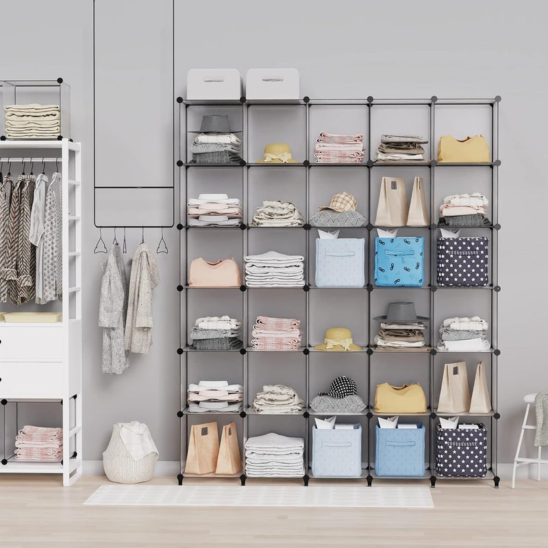 HOMIDEC Closet Organizers and Storage, 16 Cube Storage Organizer, Portable Closet Organizer Cubes Shelves for Clothes, Bedroom, Wardrobe, Kids Room, Bathroom, Grey - Image 2