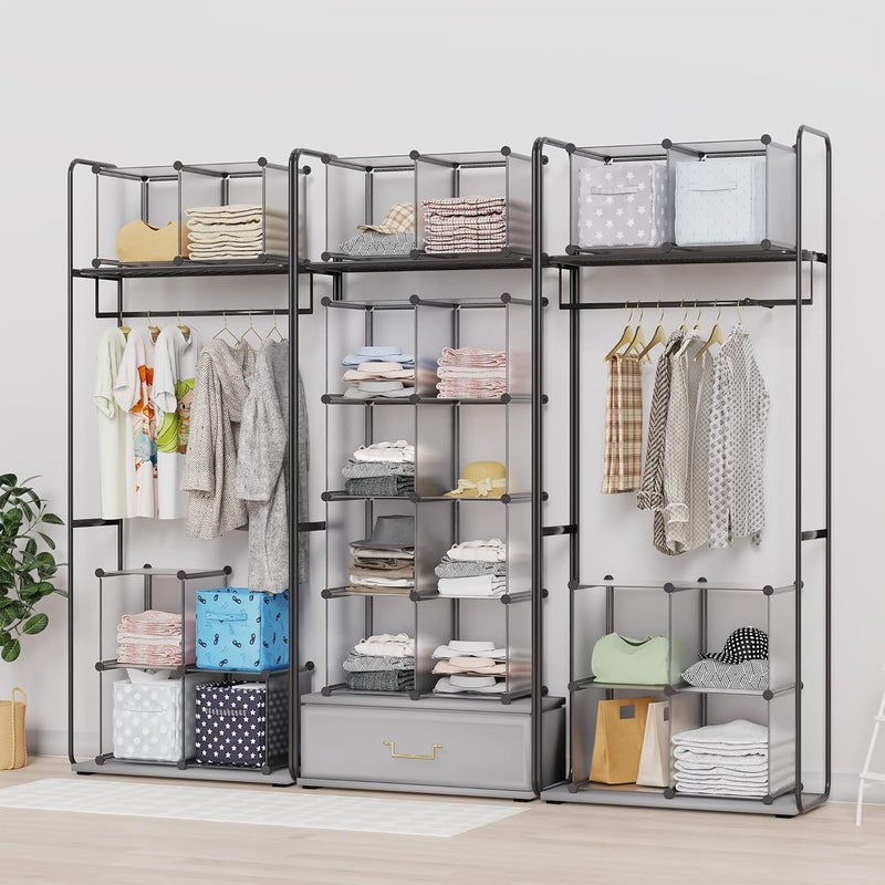 HOMIDEC Closet Organizers and Storage, 16 Cube Storage Organizer, Portable Closet Organizer Cubes Shelves for Clothes, Bedroom, Wardrobe, Kids Room, Bathroom, Grey - Image 4