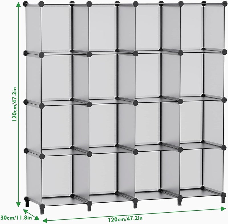 HOMIDEC Closet Organizers and Storage, 16 Cube Storage Organizer, Portable Closet Organizer Cubes Shelves for Clothes, Bedroom, Wardrobe, Kids Room, Bathroom, Grey - Image 3