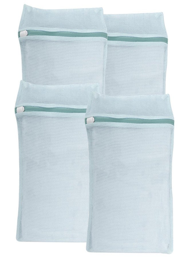 NAHADS 4-Piece Blue Medium Durable Organic Cotton Mesh Laundry Bags with Sturdy Zippers and Breathable Mesh are Delicate Laundry Bags for Underwear, Clothes, Pants and Socks - Image 1
