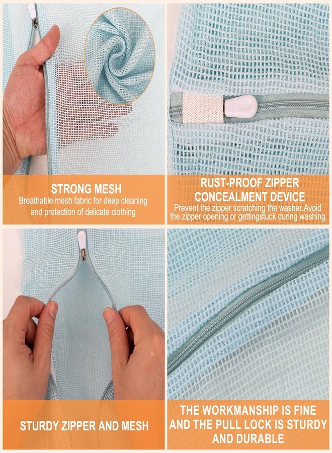 NAHADS 4-Piece Blue Medium Durable Organic Cotton Mesh Laundry Bags with Sturdy Zippers and Breathable Mesh are Delicate Laundry Bags for Underwear, Clothes, Pants and Socks - Image 5