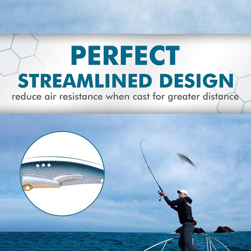 TRUSCEND Valuable Fishing Jigs of Captain's Favorite, Shiny Saltwater Spoons Perfect for Jigging, Slow Pitch Jig Catch More Fish, Durable and Well-Made Bass Salmon Tuna Fishing Lures with Sharp Hook - Image 5