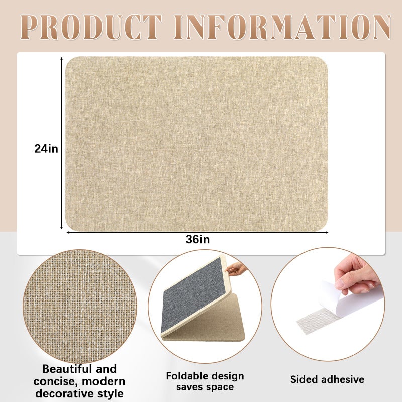 Hahafelt 36"x 24" Linen Fabric Bulletin Board Pinboard for Walls Display Frameless Pinboard Display Notice Memory Board for Office Walls Home Kitchen Easy to Install(Brown) - Image 2