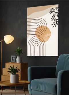 لوحة لوحة كانفاس على إطار خشبي بتصميم قوس قزح مع نبات  - Image 1