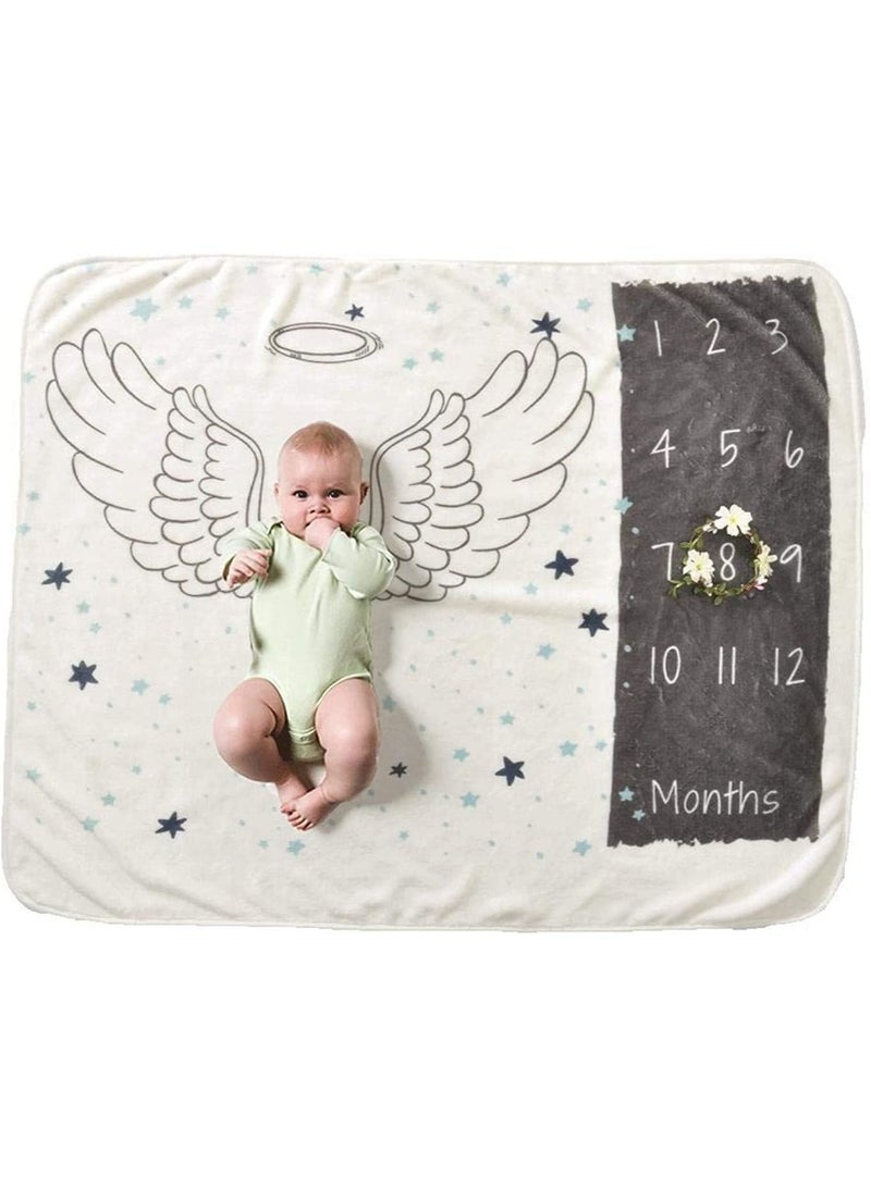 Gonice Baby Monthly Milestone Blanket For Girl Boy Floral Wings Unicorn Frame Newborn Photo Prop Background Super Soft Flannel 