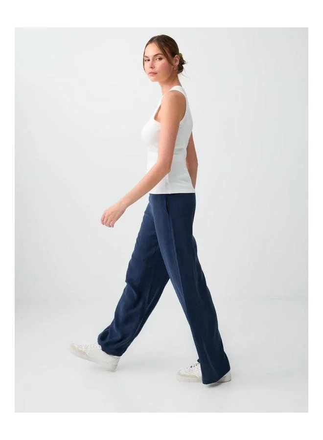 Jimmy Key Navy Blue Regular Waist Long Length Woven Pants.