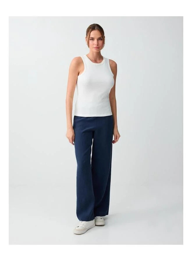 Jimmy Key Navy Blue Regular Waist Long Length Woven Pants.