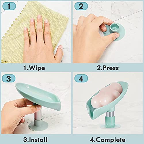TECHNOVIBES 2 Pack Soap Holder Leaf-Shape Self Draining Soap Dish Holder, Not Punched Easy Clean Bar Soap Holder (Size:-13cm*X10cm*X3.5) (Pack of =2) - Image 3