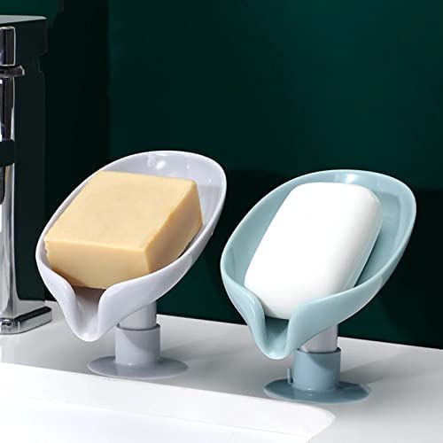 TECHNOVIBES 2 Pack Soap Holder Leaf-Shape Self Draining Soap Dish Holder, Not Punched Easy Clean Bar Soap Holder (Size:-13cm*X10cm*X3.5) (Pack of =2) - Image 1