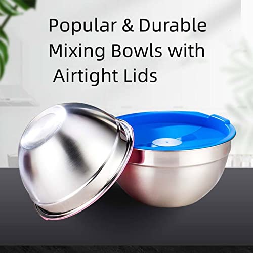 MIKULA Mixing Bowls Set, 22PCS Large Stainless Steel Mixing Bowl with Lids Set 7/6/4.5/3.5/2.5QT, 400ML Measuring Cups Spoons Storage Baking Nesting Metal Bowl for Kitchen Supplies - Image 5