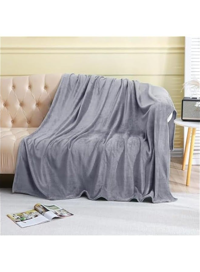 Beauenty Queen Fleece Blanket : 270GSM Super Soft Lightweight Bed Blanket Plush Fuzzy Cozy Luxury Microfiber Throw Blanket for Home Office Dorm Bed Sofa Chair Couch Travel Camping (Grey 230 * 200cm) - Image 2