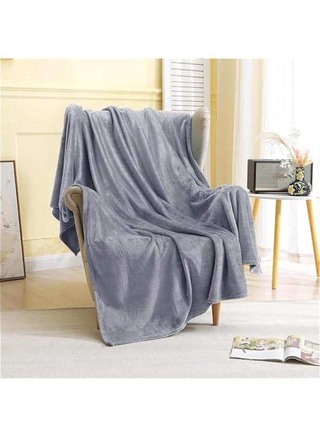 Beauenty Queen Fleece Blanket : 270GSM Super Soft Lightweight Bed Blanket Plush Fuzzy Cozy Luxury Microfiber Throw Blanket for Home Office Dorm Bed Sofa Chair Couch Travel Camping (Grey 230 * 200cm) - Image 3