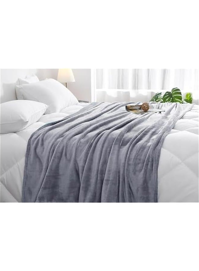 Beauenty Queen Fleece Blanket : 270GSM Super Soft Lightweight Bed Blanket Plush Fuzzy Cozy Luxury Microfiber Throw Blanket for Home Office Dorm Bed Sofa Chair Couch Travel Camping (Grey 230 * 200cm) - Image 4