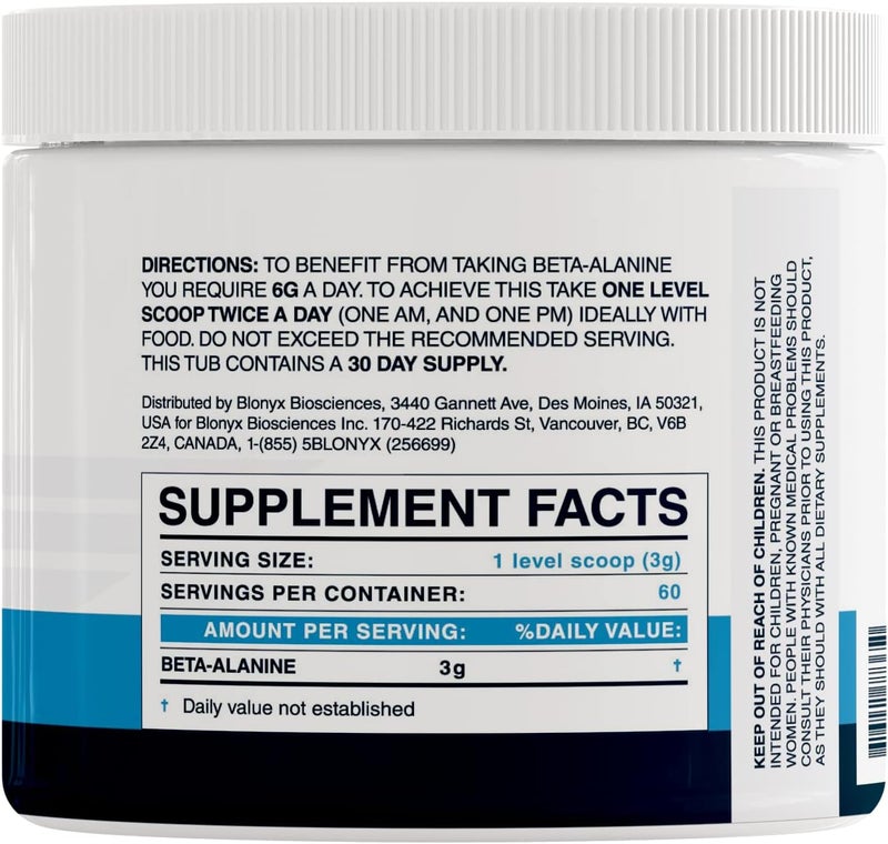 Blonyx BetaAlanine Supplement  Enhances Muscular Endurance  Work Capacity 6g Daily Dose 30Day Supply - Image 2