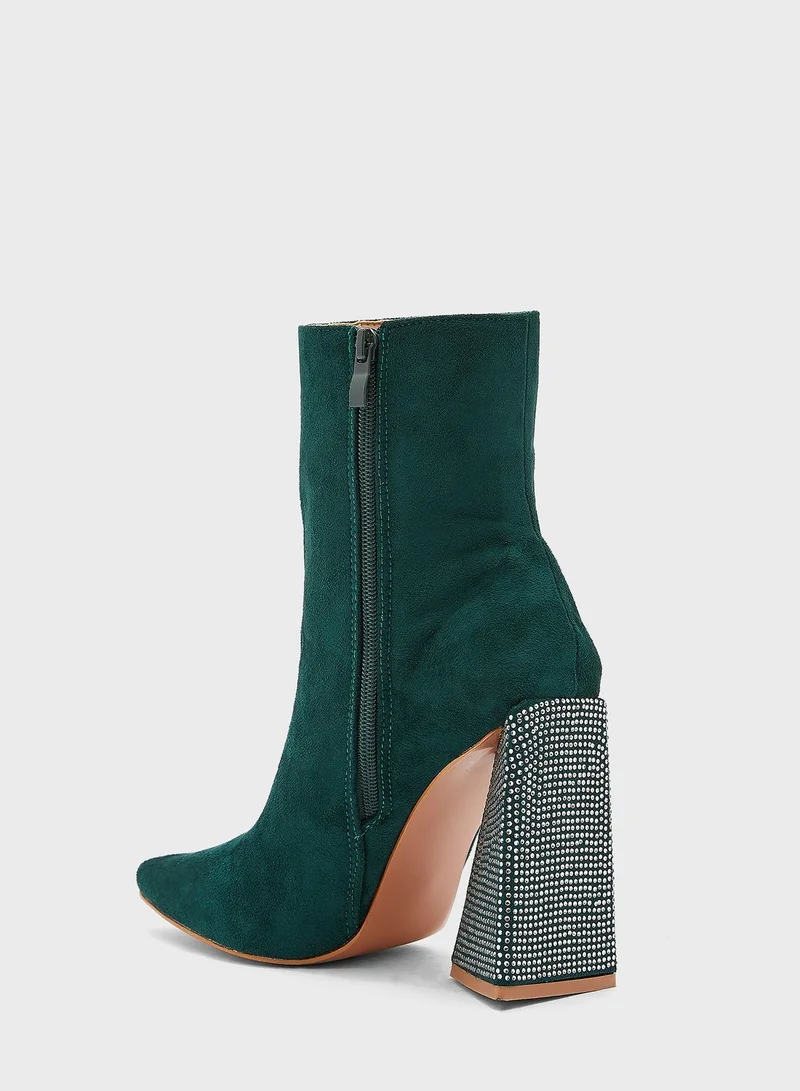 ELLA Diamante Heel Pointed Boot