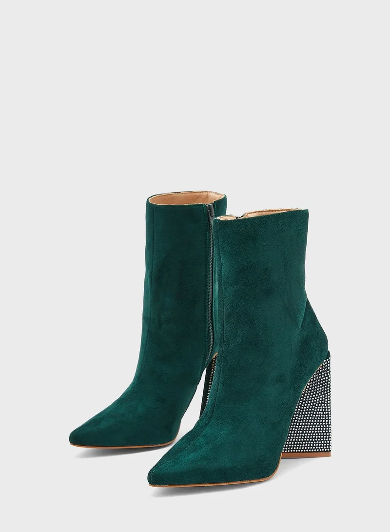 ELLA Diamante Heel Pointed Boot