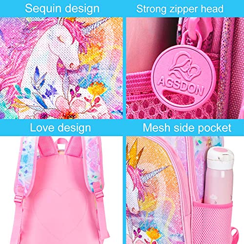 CCJPX 3PCS Unicorn Backpack for Girls, 16”Kids Preschool Sequin Bookbag and Lunch Box for Kindergarten Elementary - Image 4