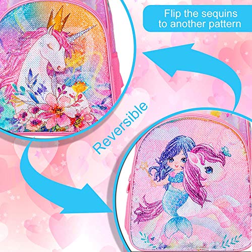 CCJPX 3PCS Unicorn Backpack for Girls, 16”Kids Preschool Sequin Bookbag and Lunch Box for Kindergarten Elementary - Image 5