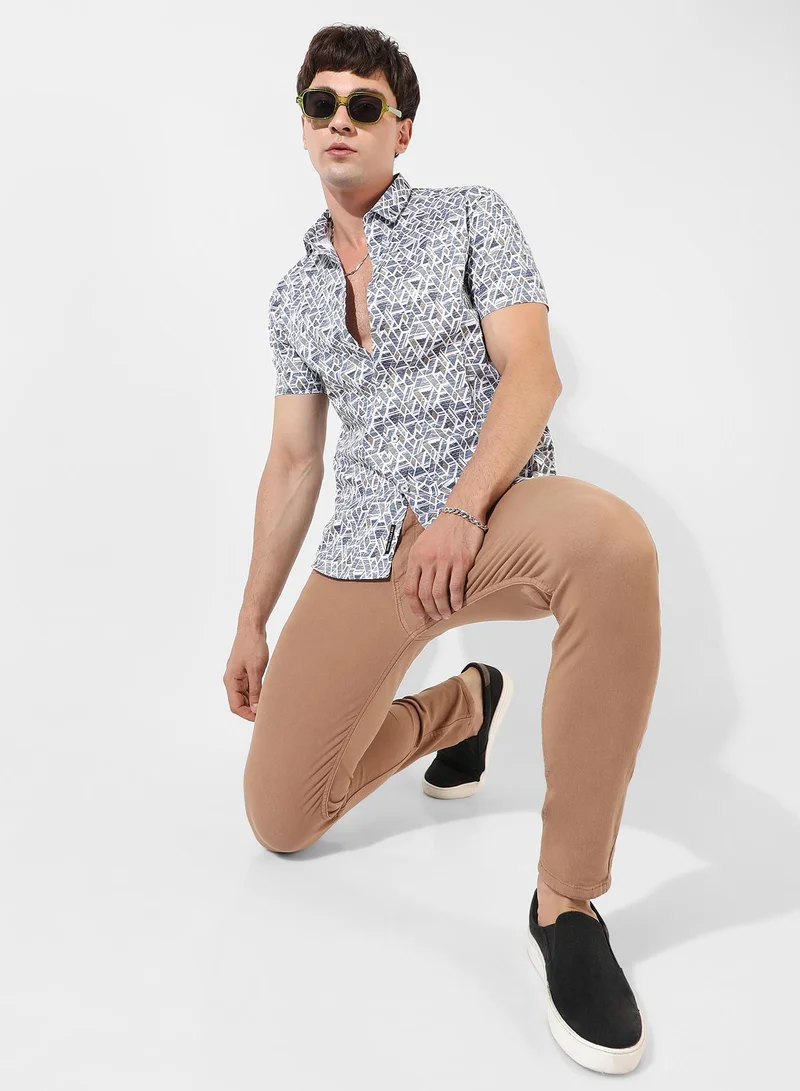 Campus Sutra Men's Multicolour Printed Regular Fit Casual Shirt