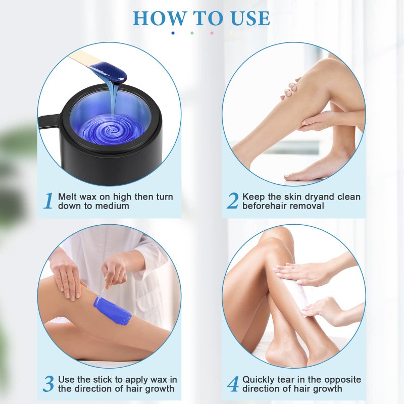 Pinkiou Waxing Kit Wax Warmer for Hair Removal, Portable Wax Machine with Hard Wax Beans for Coarse Hair Bikini Eyebrow Armpit Brazilian - Image 3