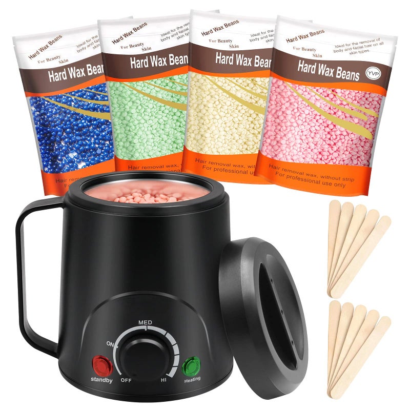Pinkiou Waxing Kit Wax Warmer for Hair Removal, Portable Wax Machine with Hard Wax Beans for Coarse Hair Bikini Eyebrow Armpit Brazilian - Image 1