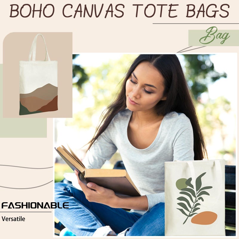 Kuabiz Christian Boho Tote Bags Bulk Canvas Bible Totes for Women Reusable Religious Bible Verse Grocery Bags (Boho, 8 Pcs) - Image 5