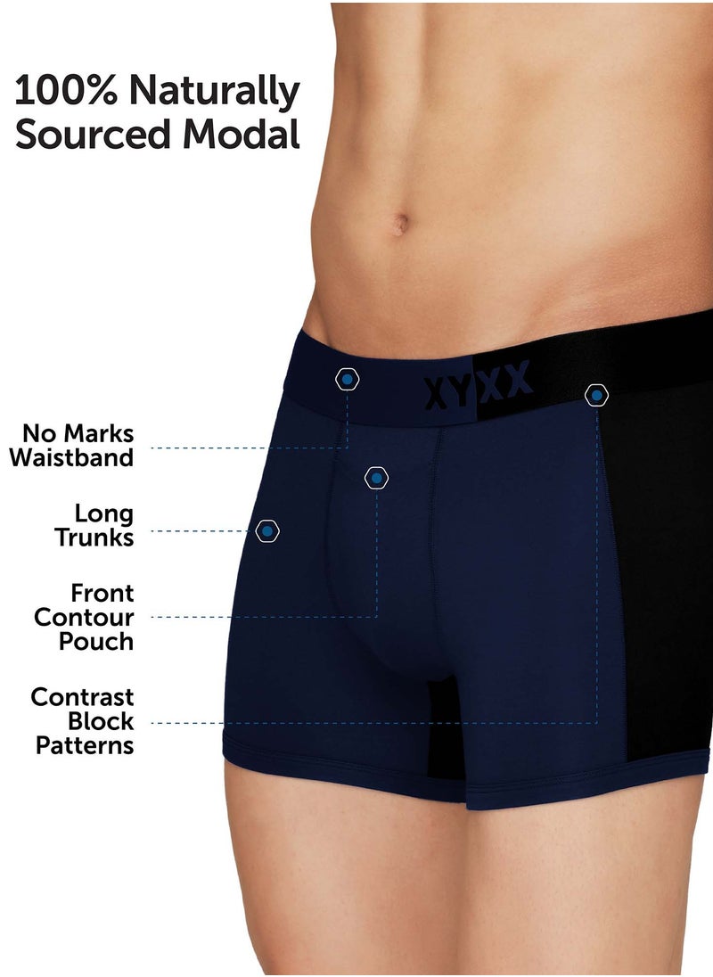 XYXX - Pack of 3 Dualist Intellisoft Micro Modal Color Blocked Colorblock Men Trunk - Image 1