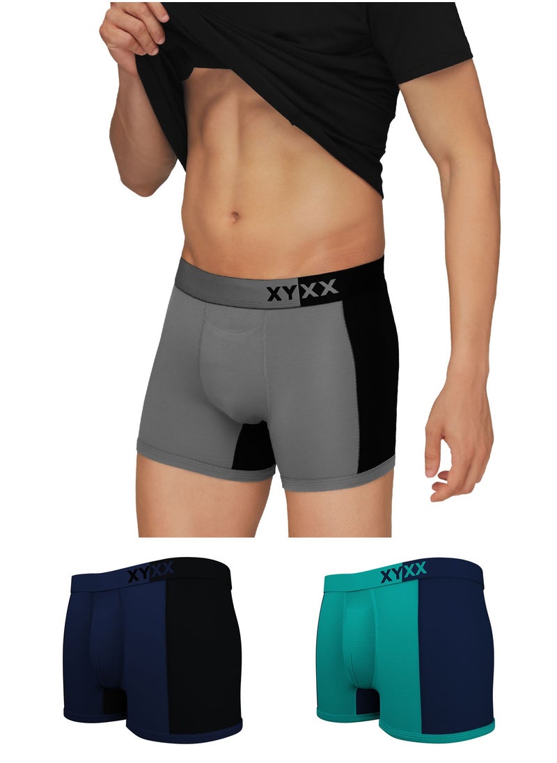 XYXX - Pack of 3 Dualist Intellisoft Micro Modal Color Blocked Colorblock Men Trunk - Image 1