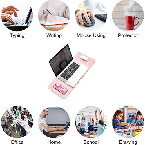 pepplo® Multifunctional Office Desk Pad, Ultra Thin Waterproof PU Leather Mouse Pad, Dual Use Desk Writing Mat for Office/Home, 60CM x 30CM (Pink + Sky Blue, 60 x 30CM) - Image 2