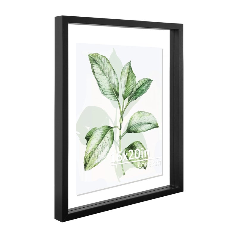 CORE ART 16x20 Floating Picture Frame,Double Plexglass Floating Frame for 11x14,12x16 Pictures,Wall or Tabletop Display,Black - Image 1
