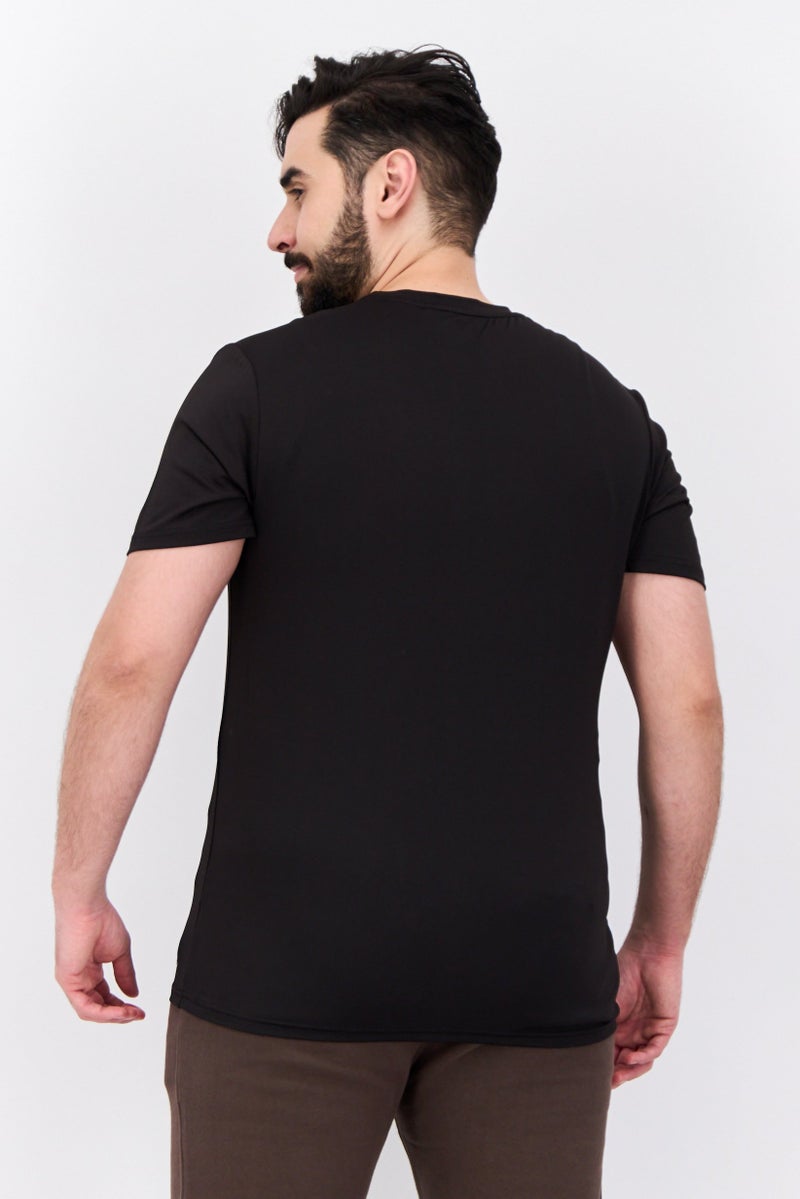 MOTION Men Sportswear Fit Short Sleeve Training T-Shirts, Black - Image 3