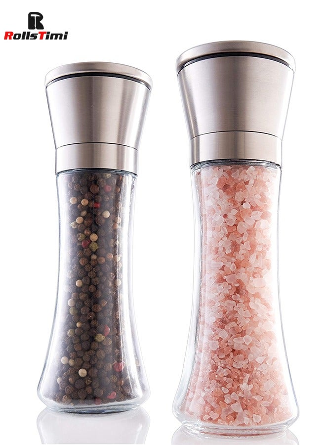 RollsTimi  Pack Of 2 Salt And Pepper Grinder Set Clear/Silver - Image 1