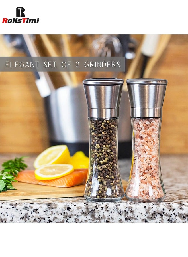 RollsTimi  Pack Of 2 Salt And Pepper Grinder Set Clear/Silver - Image 2