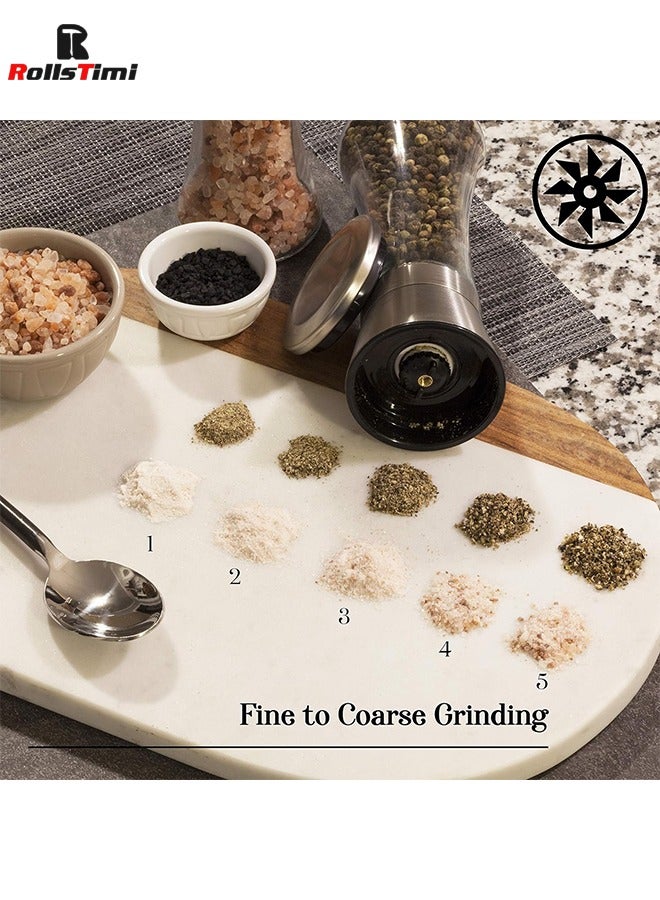 RollsTimi  Pack Of 2 Salt And Pepper Grinder Set Clear/Silver - Image 5