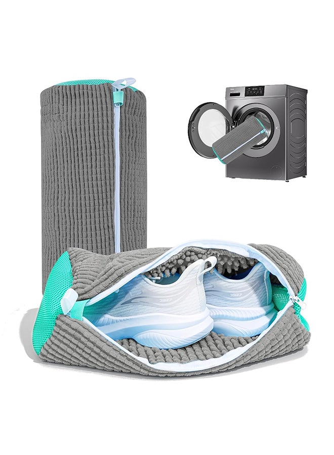 O Ozone Shoe Washing Bag for Washer & Dryer |Reusable Durable Zippered Mesh Laundry Bag for Sneakers & Delicates - Grey - Image 1