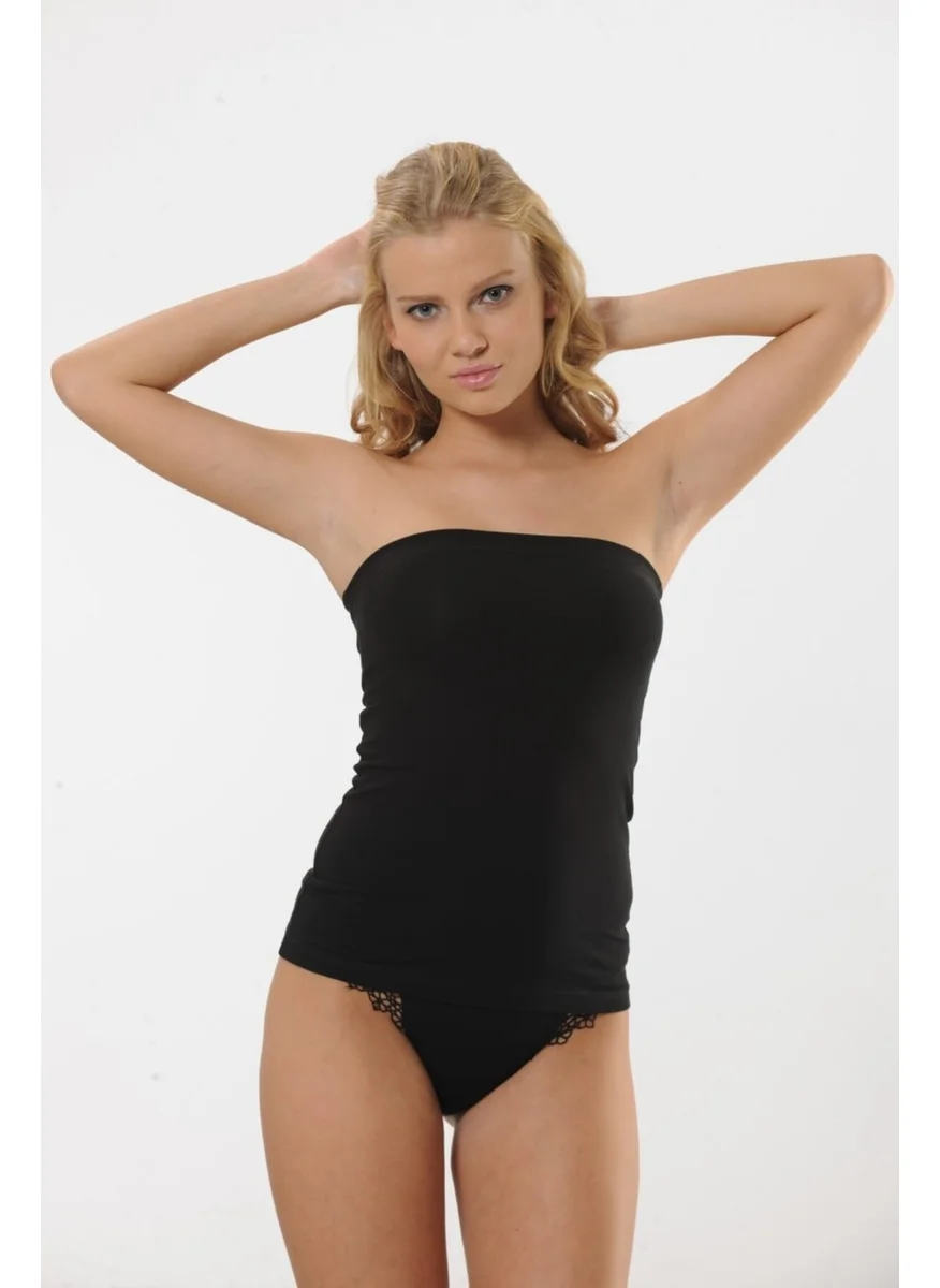 HMD 2402 3-Piece Strapless Cotton Body Women Athlete T-Shirt - Black