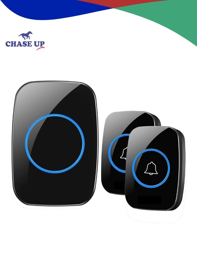 Chase Up Wireless Doorbell,Waterproof Door Bell Kit, Distinguish front and rear doors, Over 1000 feet Range and 60 Chime, 5 Levels Volume and LED Flash, for Home Office Classroom - Image 1