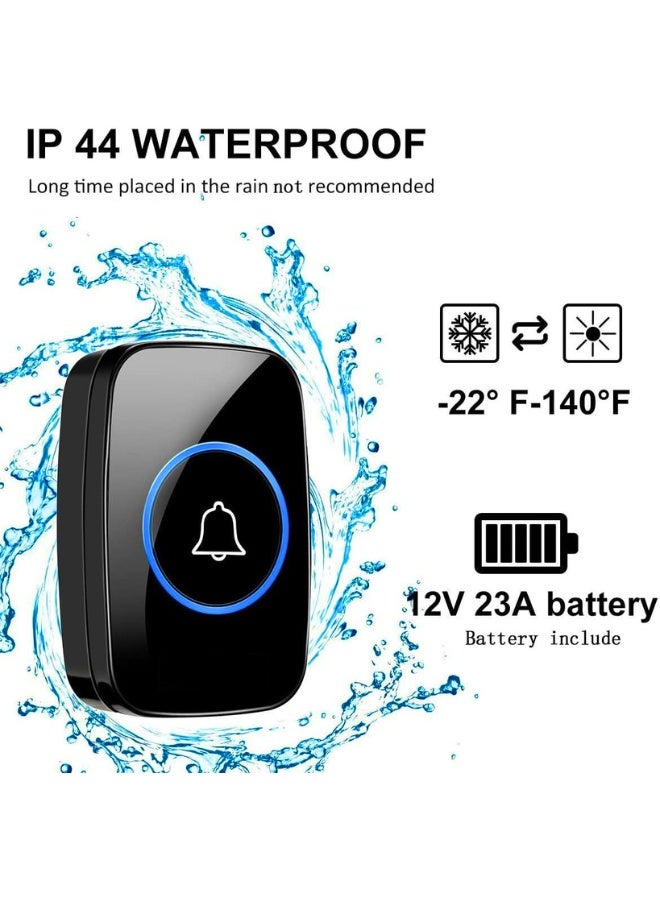 Chase Up Wireless Doorbell,Waterproof Door Bell Kit, Distinguish front and rear doors, Over 1000 feet Range and 60 Chime, 5 Levels Volume and LED Flash, for Home Office Classroom - Image 2